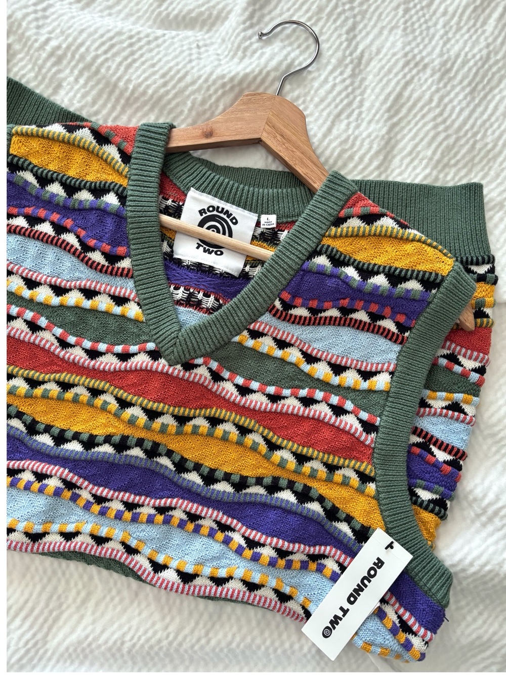 Round Two Vintage Style Jacquard Sweater Vest